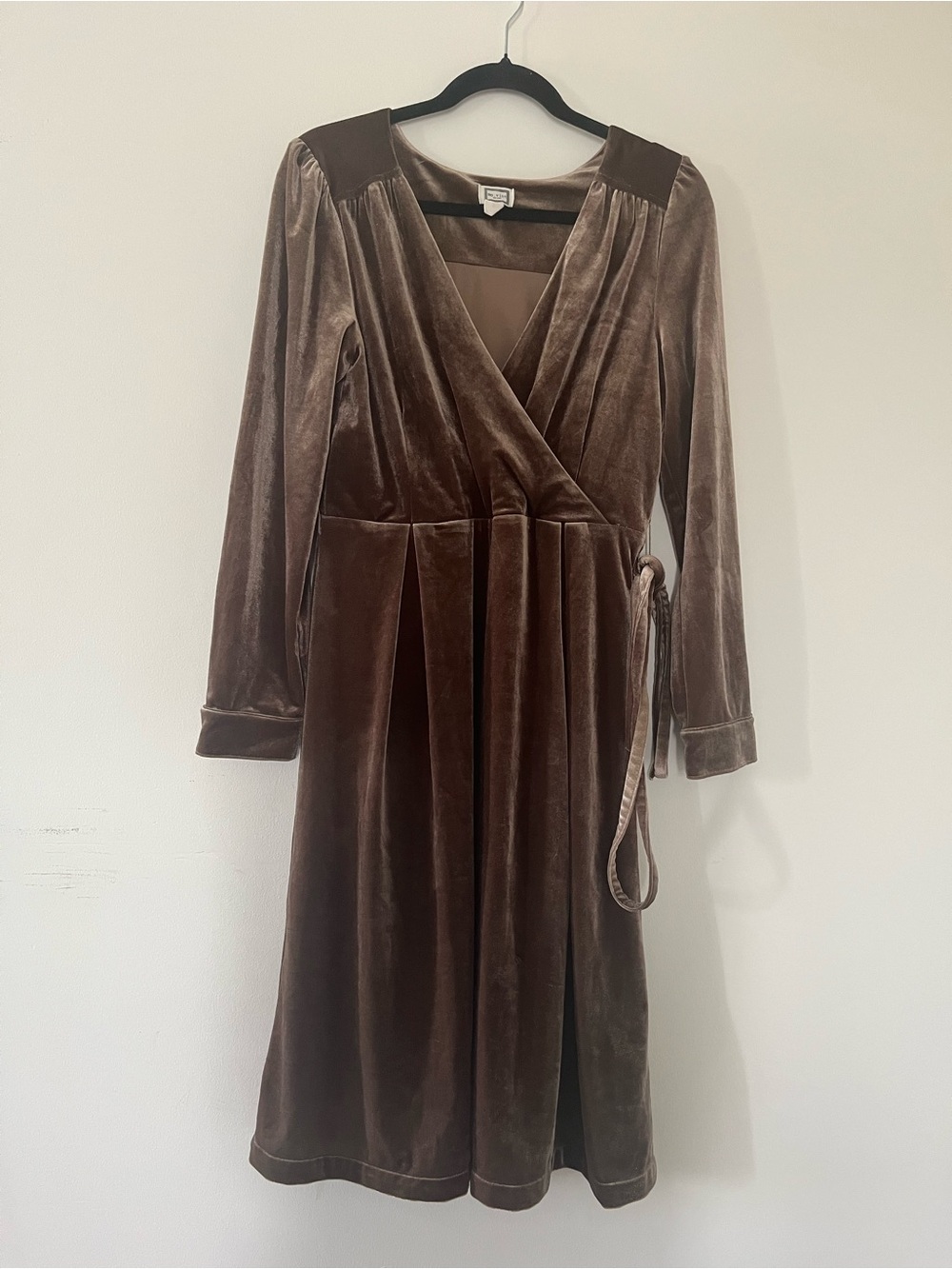 Brown Velvet Wrap Midi Dress Medium Romantic Western Prairie Cottagecore